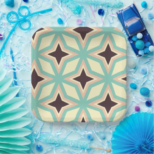 Geometric pattern with alternating dark star shape pappteller (Party)