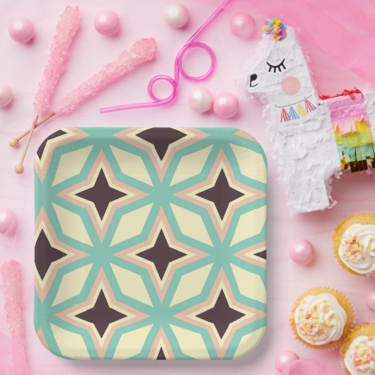 Geometric pattern with alternating dark star shape pappteller (Party)