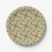 geometric pattern with blue and green floral pappteller (Vorderseite)