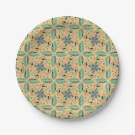 geometric pattern with blue and green floral pappteller