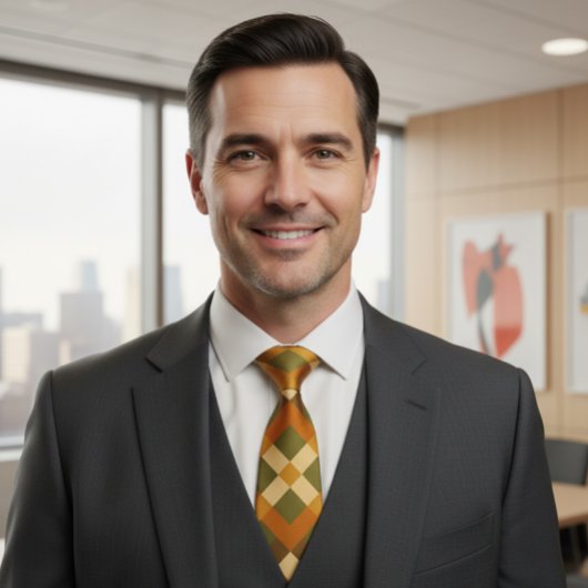 Geometric Pattern with Earth Tones Krawatte