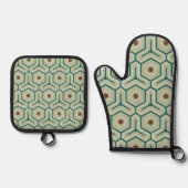 Geometric pattern with interlocking hexagons ofenhandschuh & Topflappen-Set (Vorderseite)