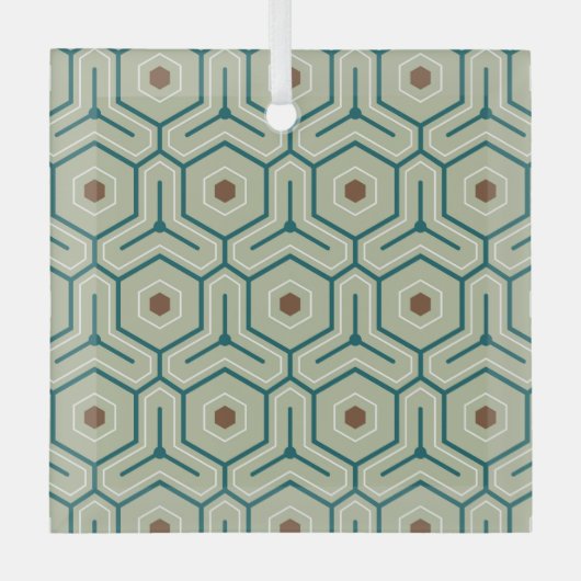 Geometric pattern with interlocking hexagons ornament aus glas (Vorderseite)