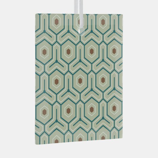 Geometric pattern with interlocking hexagons ornament aus glas (Vorderseite Rechts)