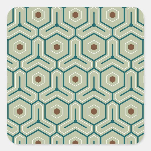 Geometric pattern with interlocking hexagons quadratischer aufkleber (Vorderseite)