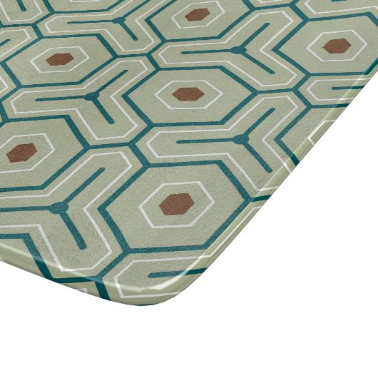 Geometric pattern with interlocking hexagons schneidebrett (Ecke)