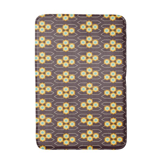 Geometric pattern with orange and blue hexagons badematte (Vorderseite Vertikal)