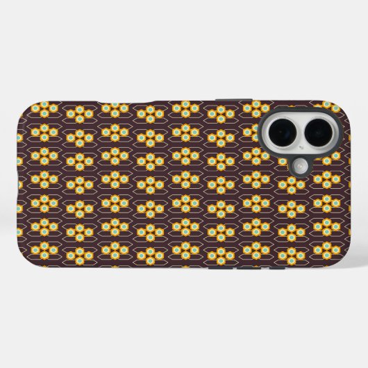 Geometric pattern with orange and blue hexagons Case-Mate iPhone hülle (Rückseite (Horizontal))