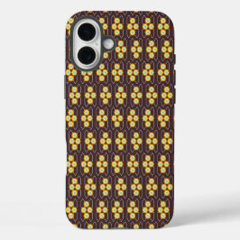 Geometric pattern with orange and blue hexagons iPhone 16 plus hülle