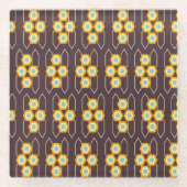 Geometric pattern with orange and blue hexagons glasuntersetzer (Vorderseite)