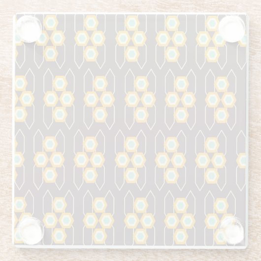 Geometric pattern with orange and blue hexagons glasuntersetzer (Rückseite)