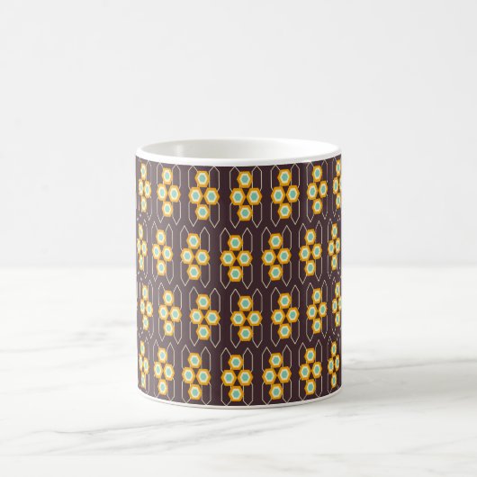 Geometric pattern with orange and blue hexagons kaffeetasse (Mittel)