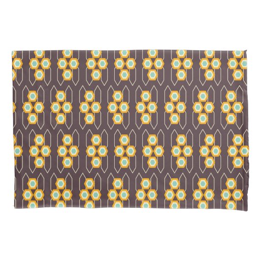 Geometric pattern with orange and blue hexagons kissenbezug (Vorderseite-Links)