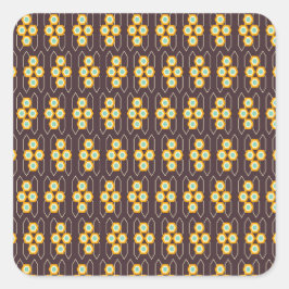 Geometric pattern with orange and blue hexagons quadratischer aufkleber