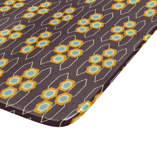 Geometric pattern with orange and blue hexagons schneidebrett (Ecke)