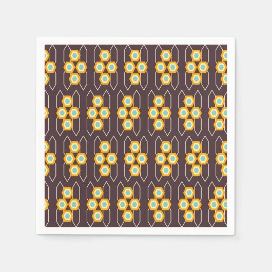 Geometric pattern with orange and blue hexagons serviette (Vorderseite)