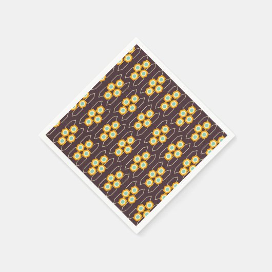 Geometric pattern with orange and blue hexagons serviette (Ecke)