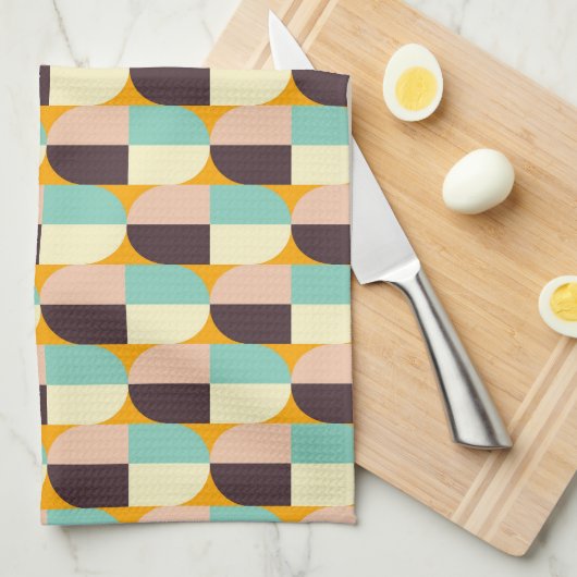 Geometric pattern with overlapping half-circles geschirrtuch (Viertel Falte)