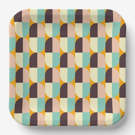 Geometric pattern with overlapping half-circles pappteller (Vorderseite)