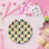 Geometric pattern with overlapping half-circles pappteller (Party)