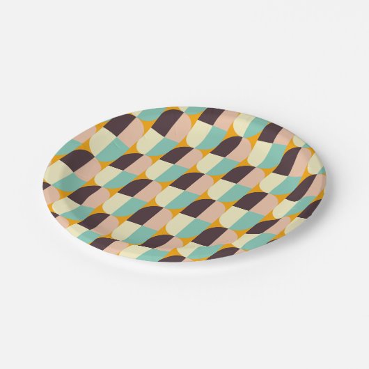 Geometric pattern with overlapping half-circles pappteller (Schrägansicht)