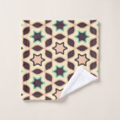  Geometric pattern with star shapes in brown and t Badhandtuch Set (Waschlappen)