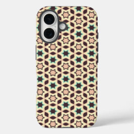  Geometric pattern with star shapes in brown and t iPhone 16 Hülle