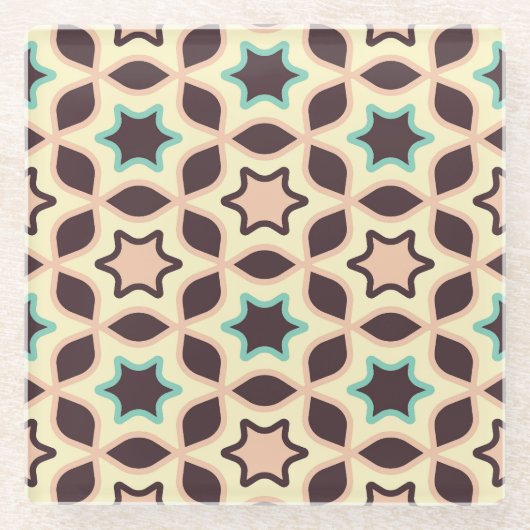  Geometric pattern with star shapes in brown and t Glasuntersetzer (Vorderseite)