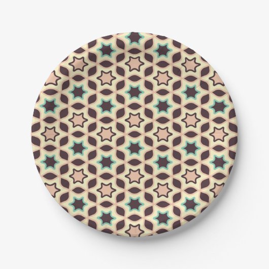  Geometric pattern with star shapes in brown and t Pappteller (Vorderseite)