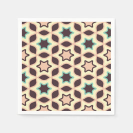  Geometric pattern with star shapes in brown and t Serviette