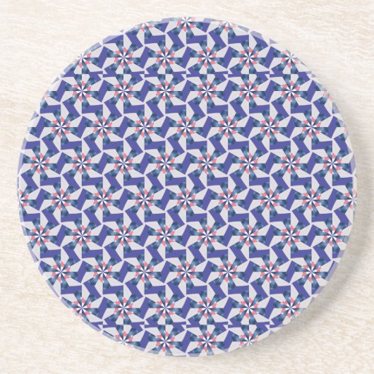 Geometric Patterns - Red and Blue Pinwheel Coaster Getränkeuntersetzer (Vorne)