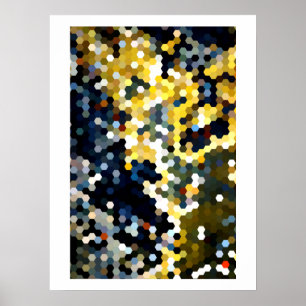 Geometric Patterns Yellow and Blue Hexagons Poster