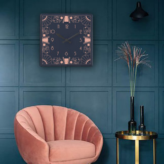 Geometric perfection in an Art Deco Quadratische Wanduhr