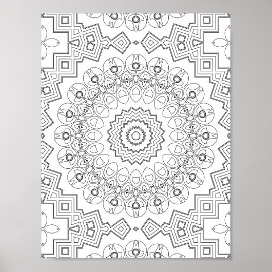 Geometric Petal Ring Coloring Page Artwork Design Poster (Vorne)