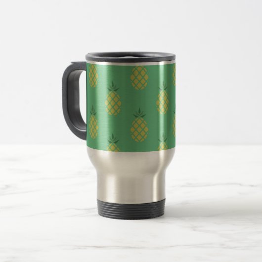 Geometric Pineapple Pattern on Green Reisebecher (Vorderseite Links)
