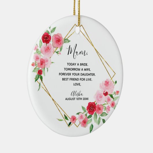 Geometric Pink Rose Bridal Bridesmaid Keramik Ornament (Rechts)