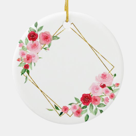 Geometric Pink Rose Bridal Bridesmaid Keramik Ornament (Hinten)