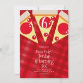 Geometric Pizza Slices Party Red Birthday Einladung (Vorderseite)