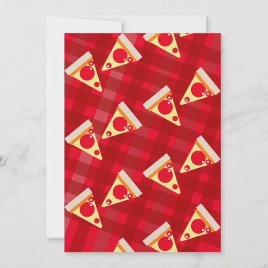 Geometric Pizza Slices Party Red Birthday Einladung (Rückseite)