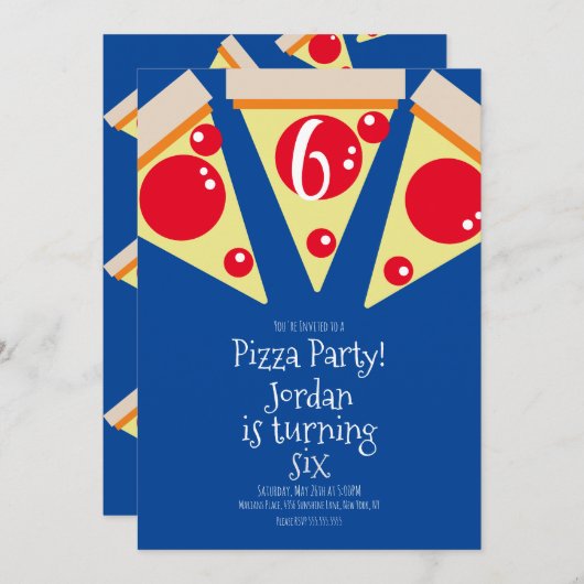 Geometric Pizza Slices Party Toppings Birthday Einladung (Vorne/Hinten)