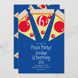 Geometric Pizza Slices Party Toppings Birthday Einladung