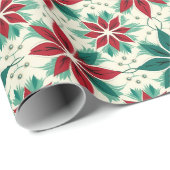 Geometric Poinsettia Red Green Xmas Mustergeschenk Geschenkpapier (Rolleneckpunkt)