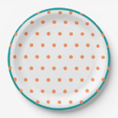 Geometric Polka Dots Burnt Orange White Aquamarin Pappteller (Vorderseite)
