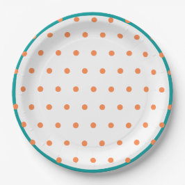 Geometric Polka Dots Burnt Orange White Aquamarin Pappteller