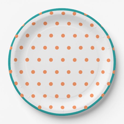 Geometric Polka Dots Burnt Orange White Aquamarin Pappteller (Vorderseite)