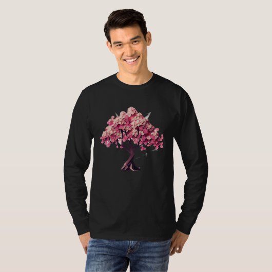 geometric poly vector Blossom into Spring Cherry B T-Shirt (Vorne ganz)