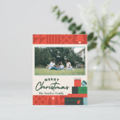 Geometric präsentiert "Merry Christmas" Karte 1 Fo (Stehend Vorderseite)