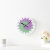 Geometric Purple and Green Runde Wanduhr (Zuhause)