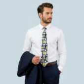 Geometric Rectangle Pattern Tie in Ivory and Gold  Krawatte