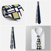 Geometric Rectangle Pattern Tie in Ivory and Gold  Krawatte